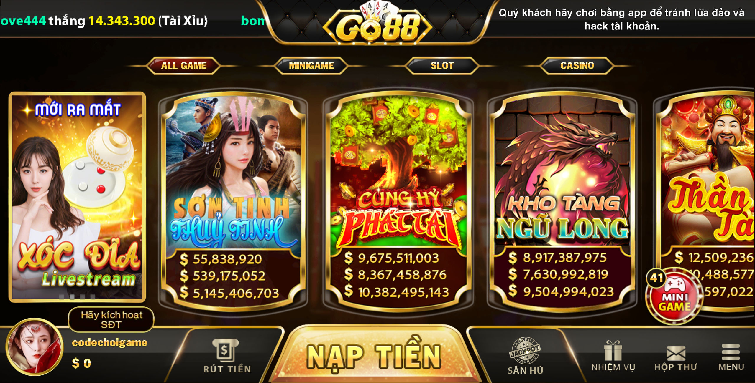 Mua source code game bài Sun52 - Mã nguồn game tài xỉu, nổ hũ